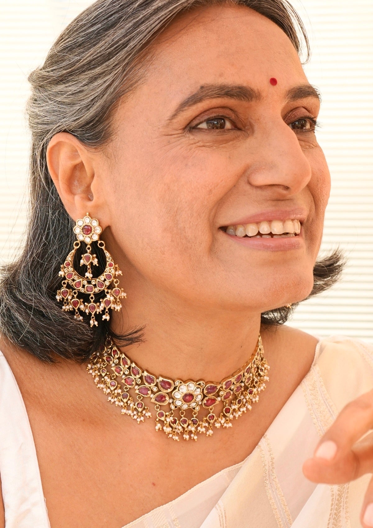 Bahaar Silver Chandbali Earrings