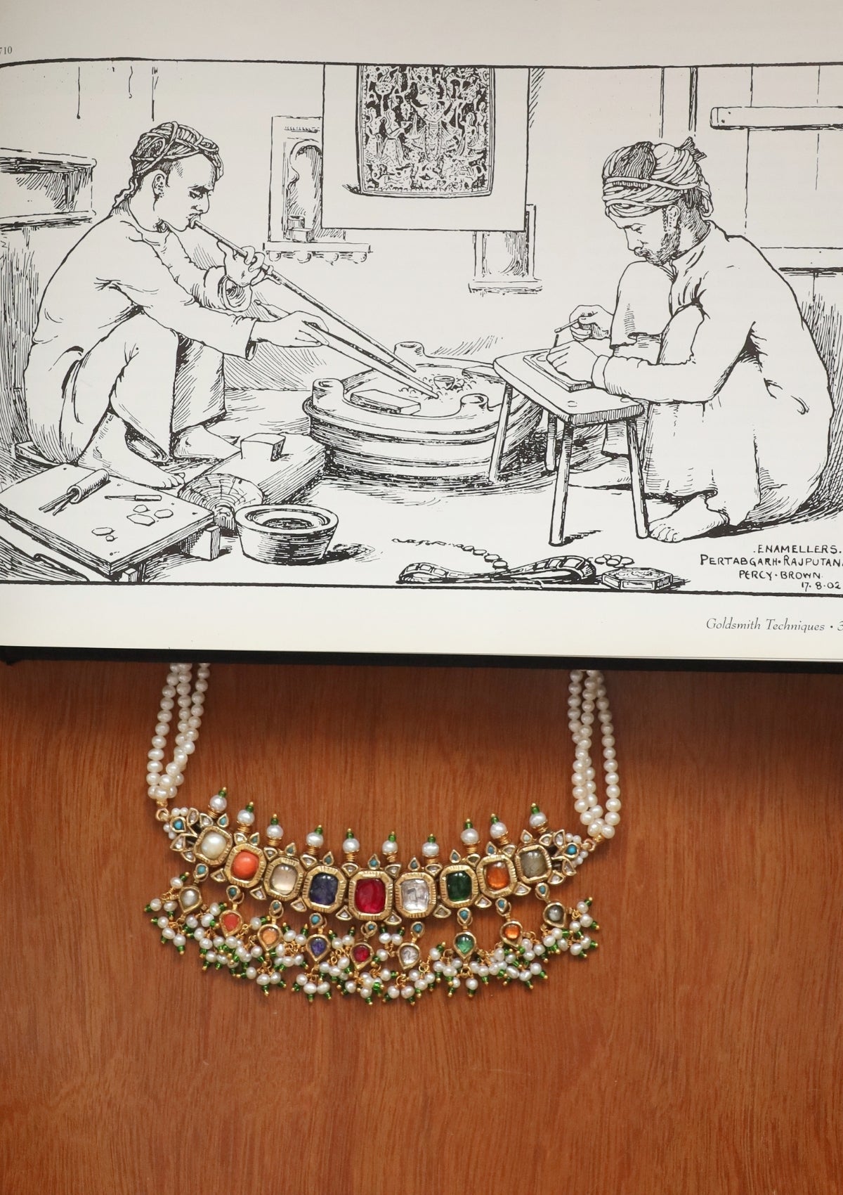 Vamika Navratna Silver Choker Necklace