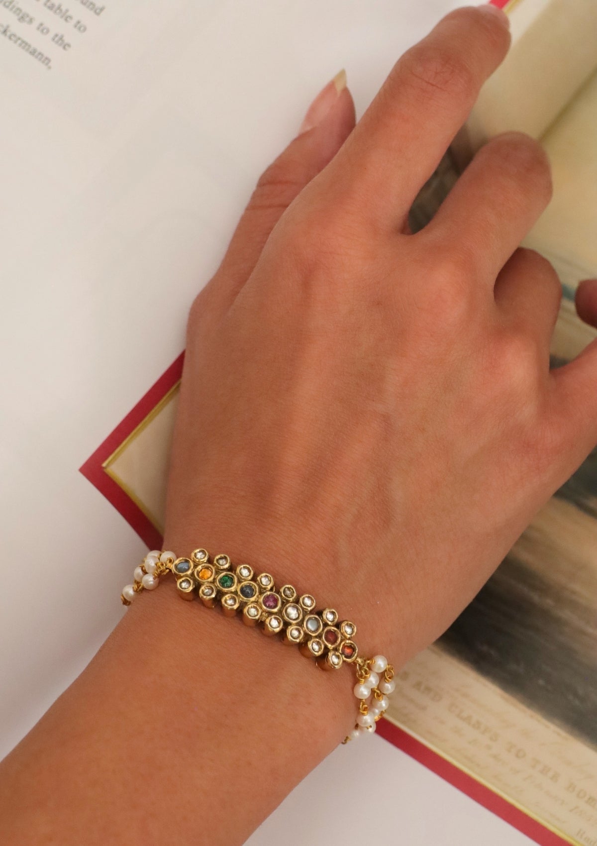 Aabha Navratna Silver Bracelet