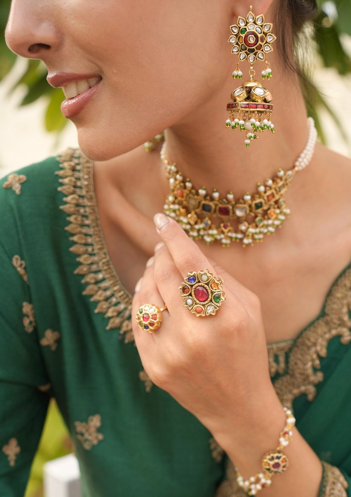 Vamika Navratna Silver Jhumki Earrings