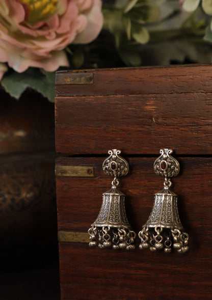 Saarika Silver Jhumki Earrings