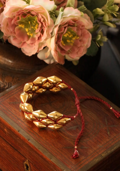 Gold Plated Dholki Beads Silver Bracelet