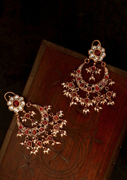 Bahaar Silver Chandbali Earrings