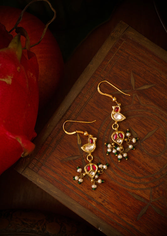 Mayuri Myna Silver Earrings