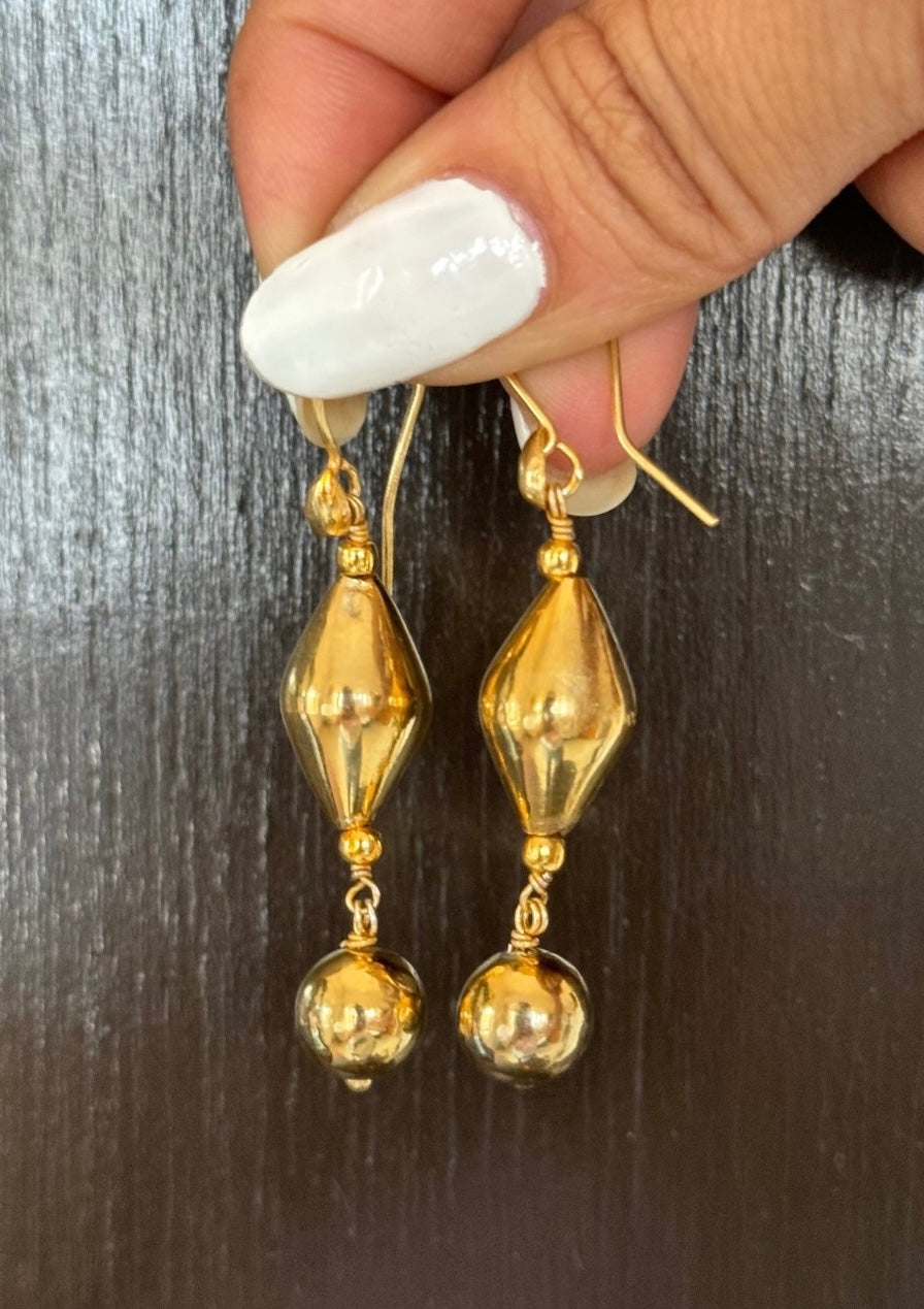Mix Dholki Beads Gold Plated Silver Earrings