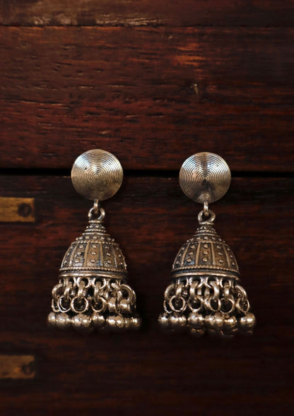 Saarika Silver Jhumki Earrings