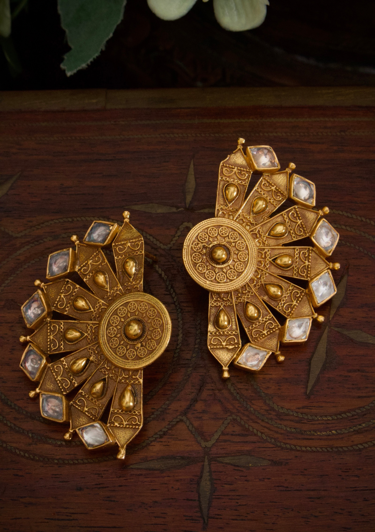 Kesari leaf Gold-Plated Earrings