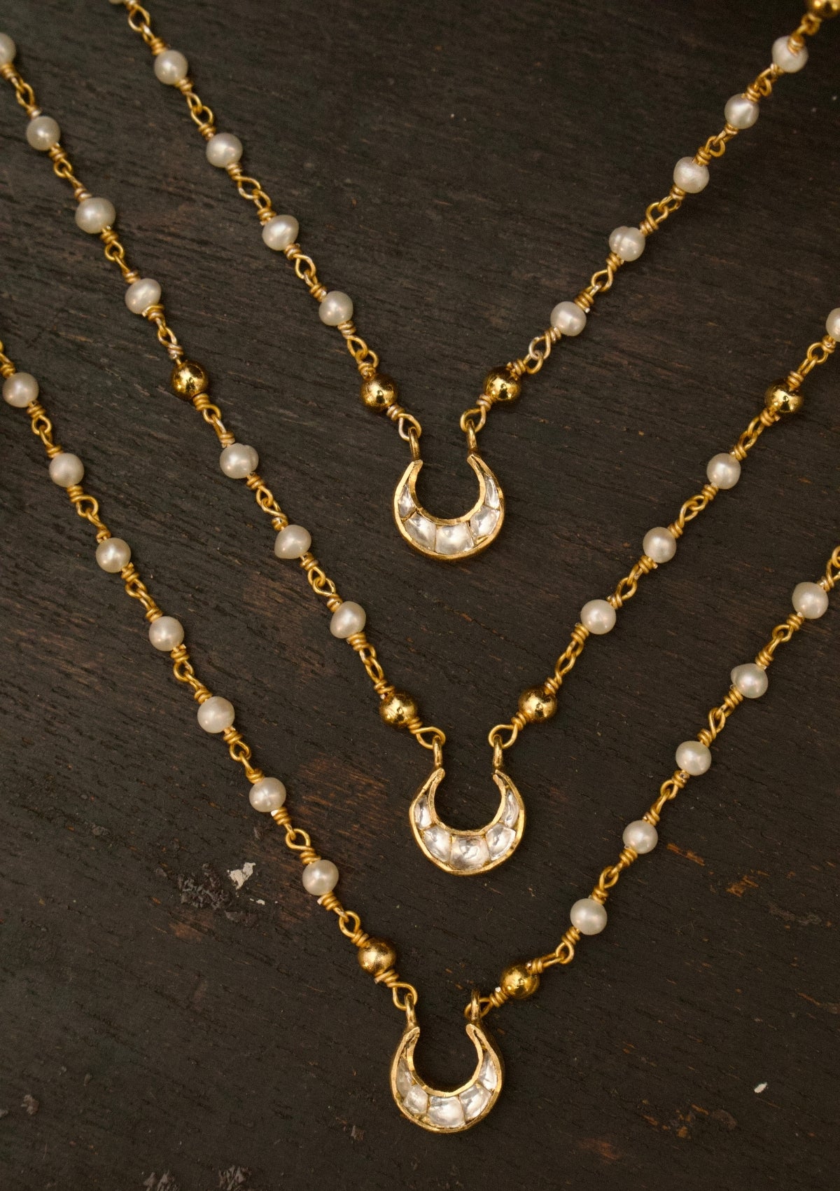 Chaand 3 Line Silver Necklace