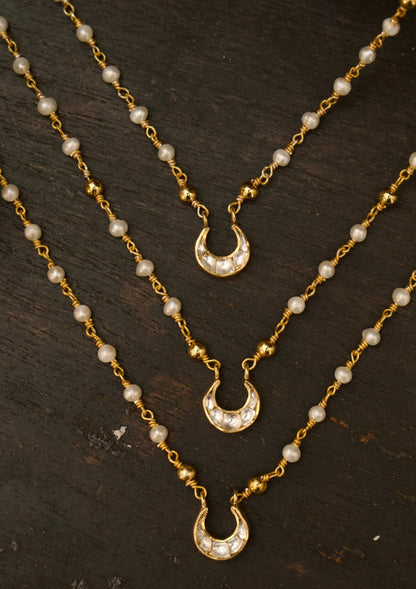 Chaand 3 Line Silver Necklace