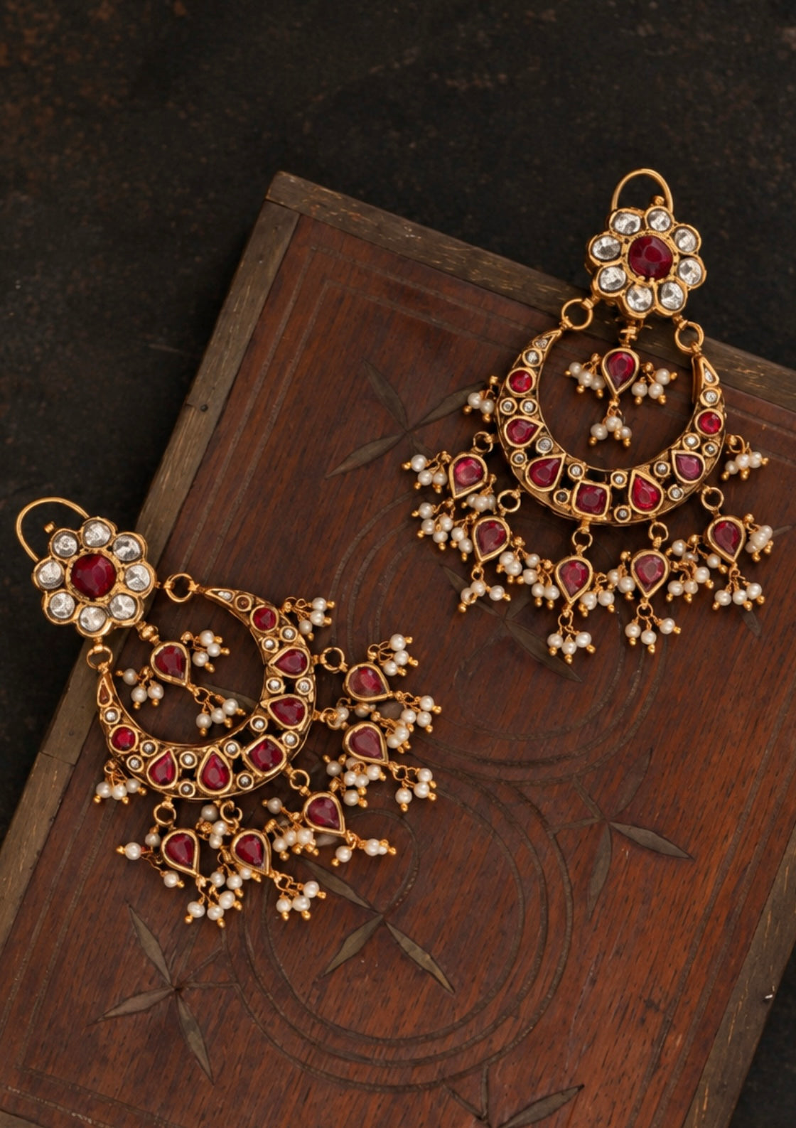 Bahaar Silver Chandbali Earrings