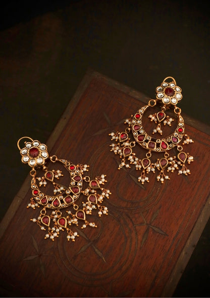 Bahaar Silver Chandbali Earrings