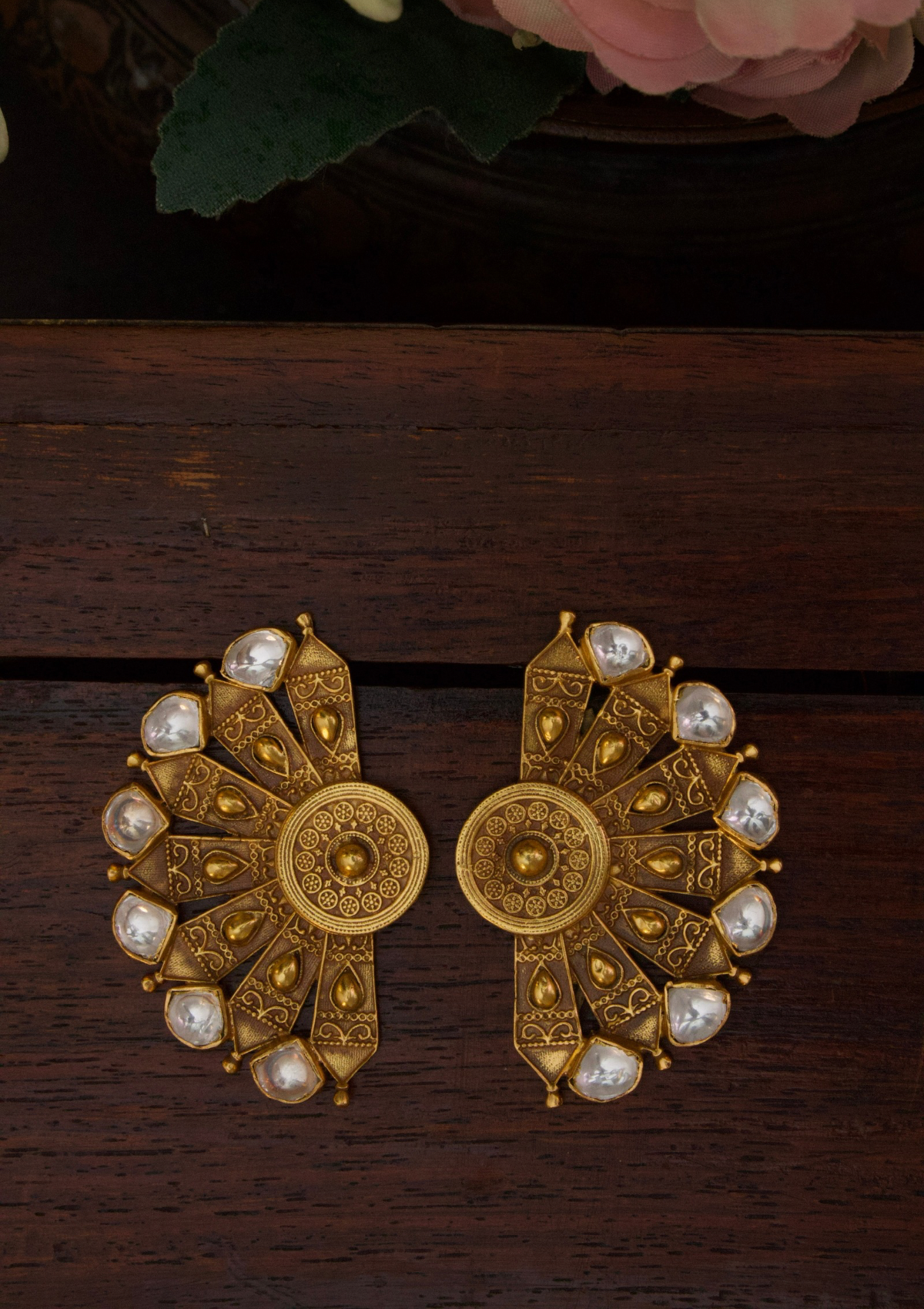 Kesari leaf Gold-Plated Earrings