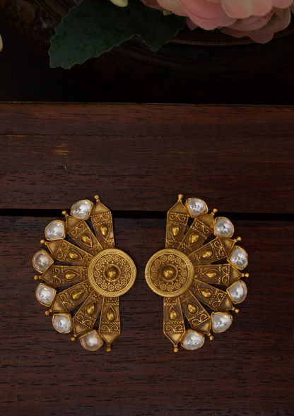 Kesari leaf Gold-Plated Earrings