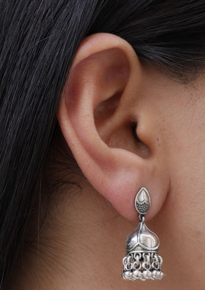 Amaya Silver Jhumki Earrings