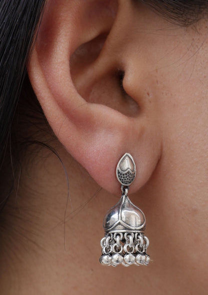 Amaya Silver Jhumki Earrings