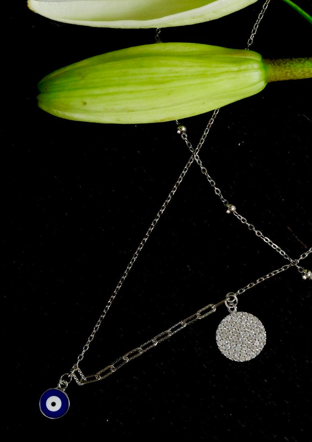 Serene Double Layered Evil Eye Necklace