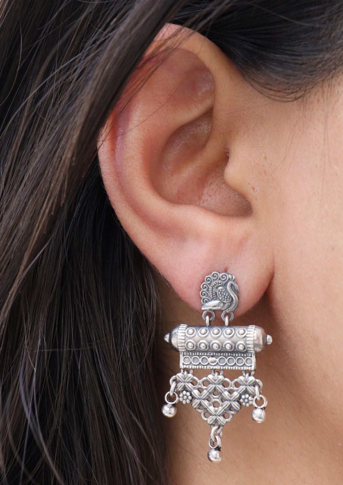 Mayurika Silver Earrings