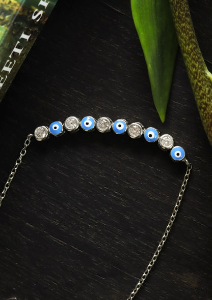 Sparkle & Shield Silver Bracelet