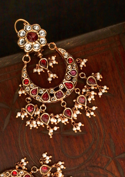 Bahaar Silver Chandbali Earrings