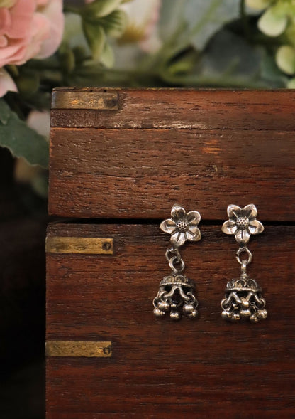 Nirvi Silver Jhumki Earrings