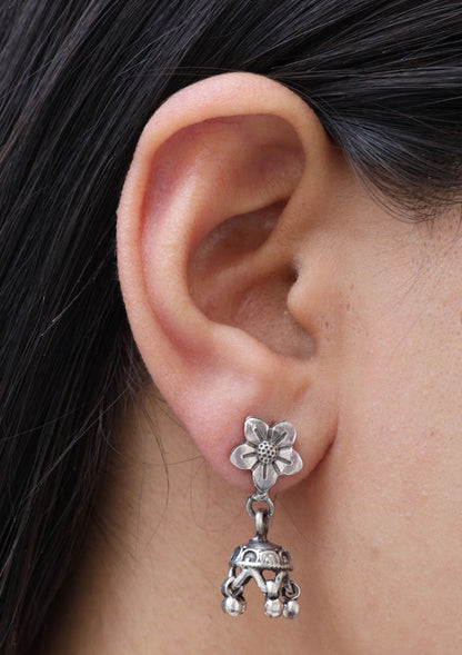 Nirvi Silver Jhumki Earrings