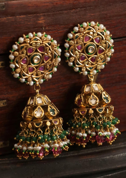 Mehfil Silver Jhumki Earrings