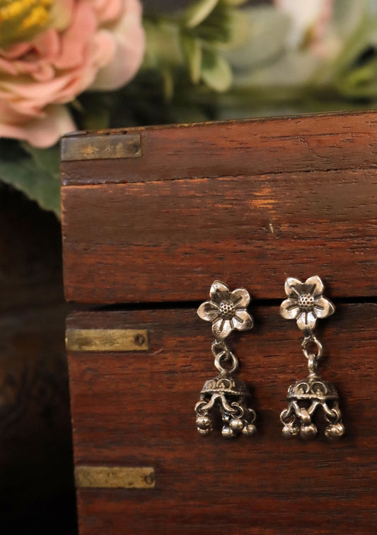 Nirvi Silver Jhumki Earrings