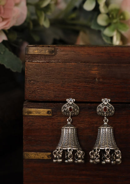 Saarika Silver Jhumki Earrings
