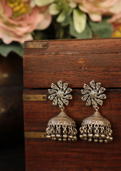 Gulrukh Silver Jhumki Earrings