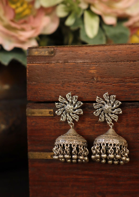 Gulrukh Silver Jhumki Earrings