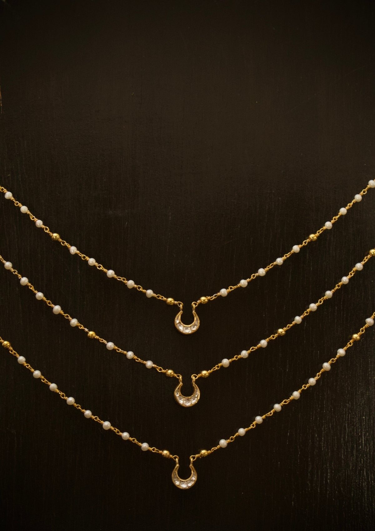 Chaand 3 Line Silver Necklace