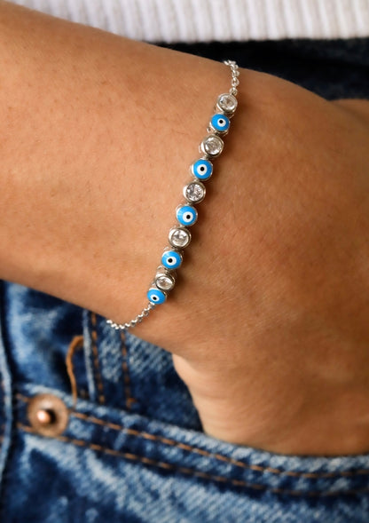 Sparkle & Shield Silver Bracelet