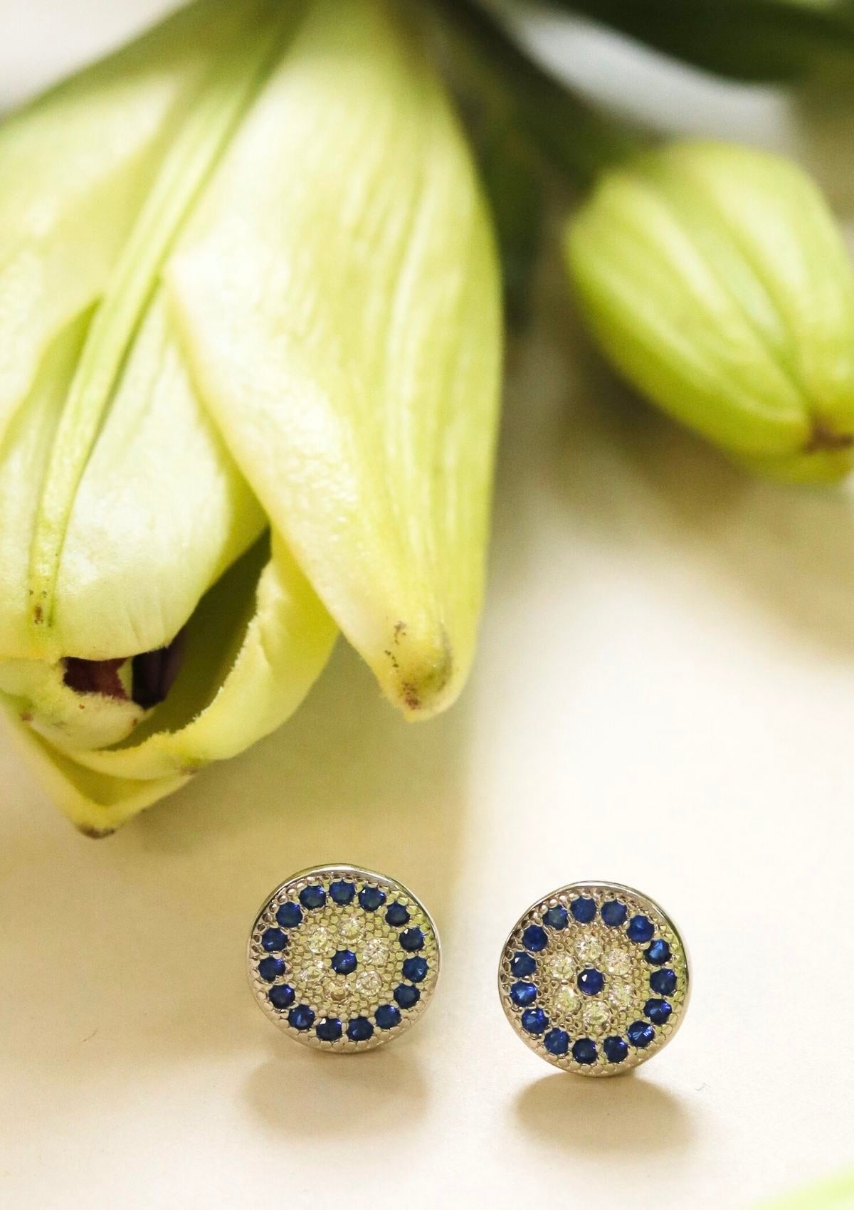 Round Evil Eye Stud Earrings