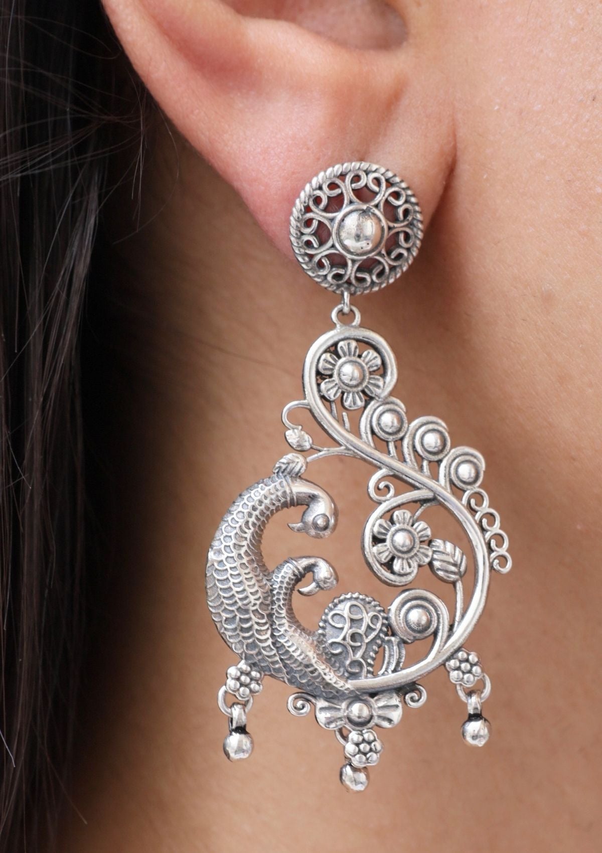 Chandrikaa Silver Earrings
