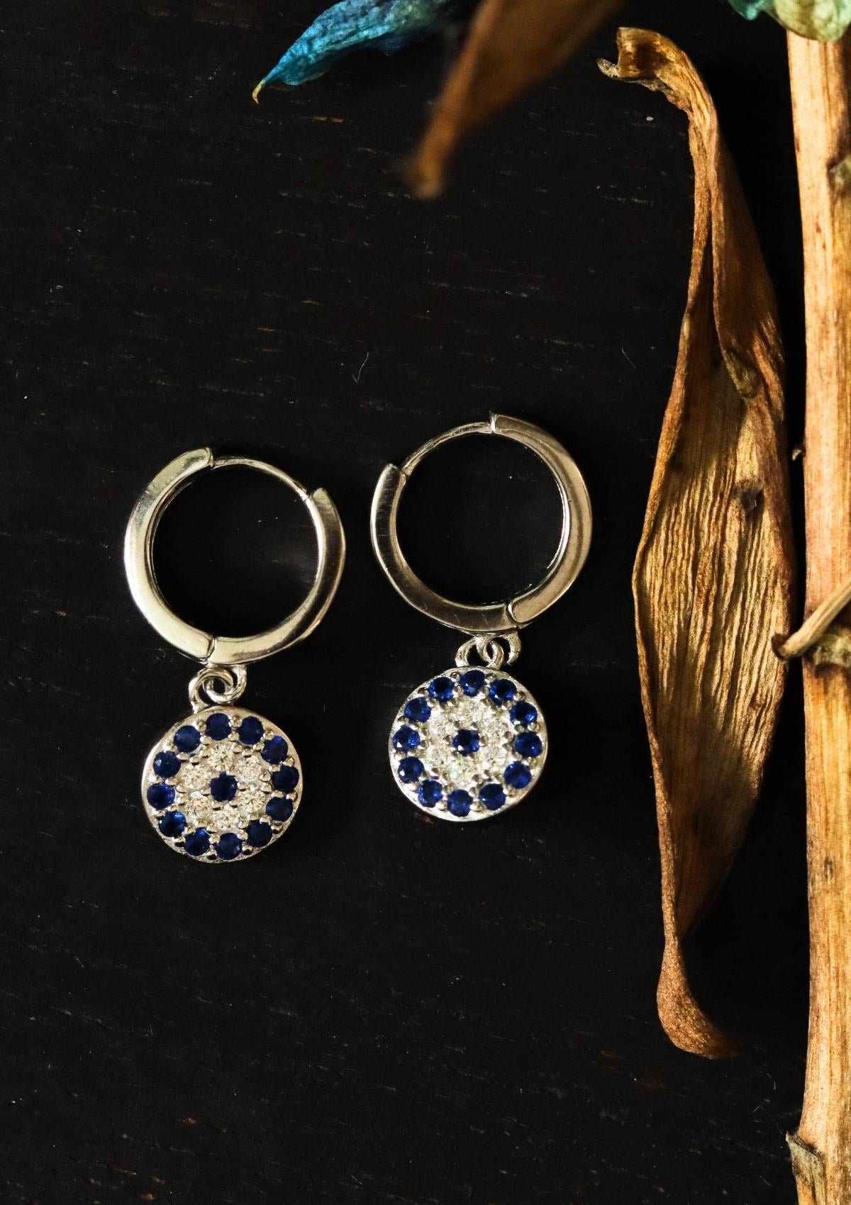 Round Evil Eye Huggies Earrings