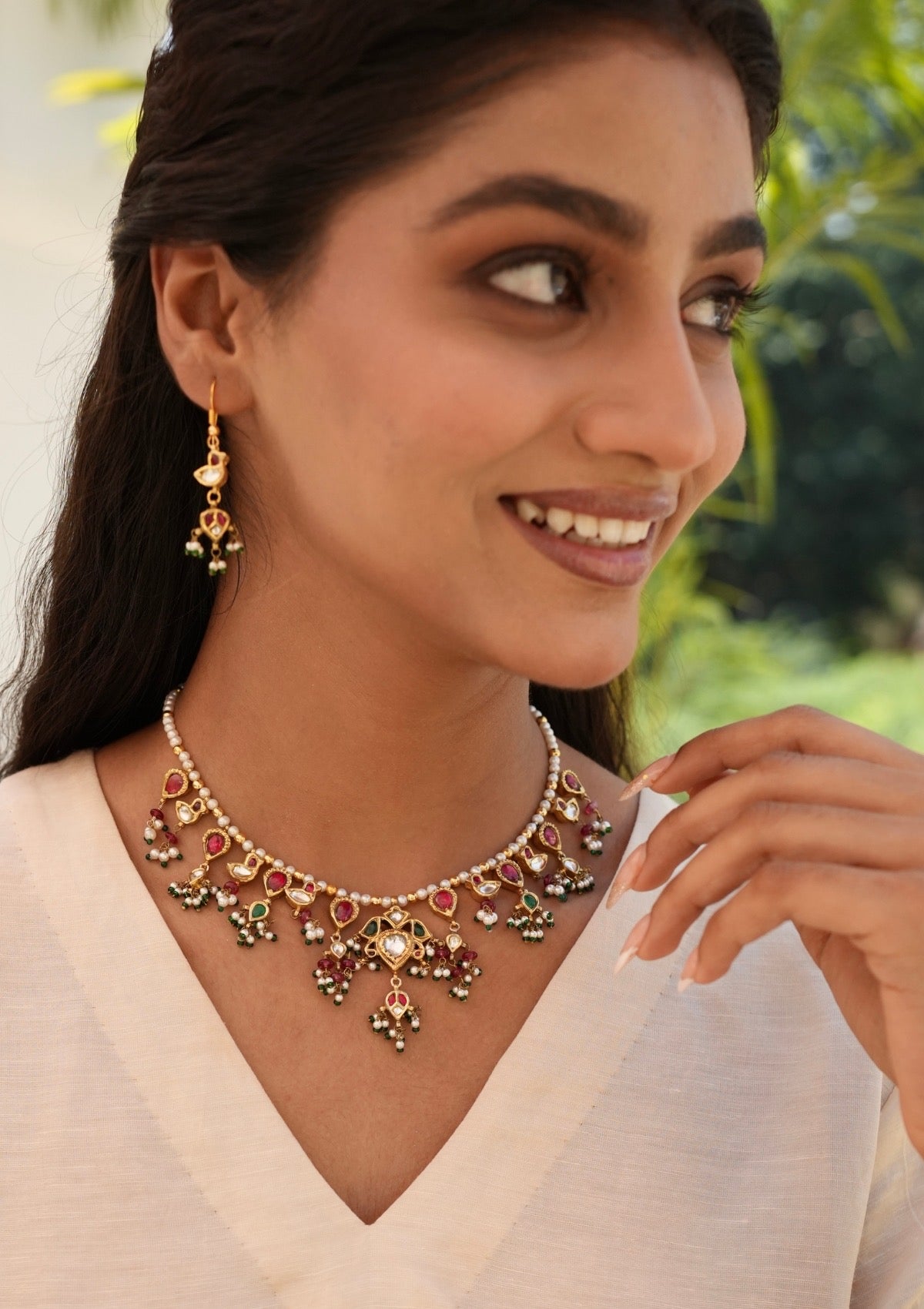 Mayuri Myna Silver Necklace