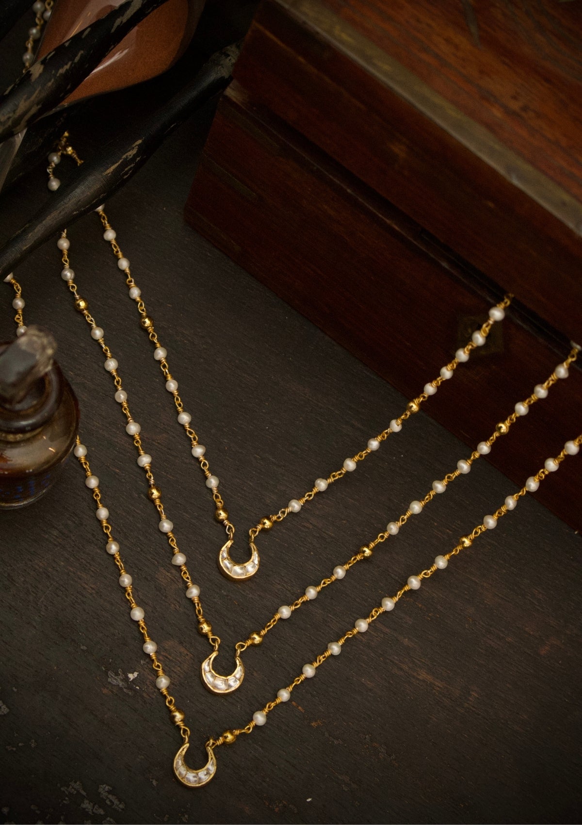 Chaand 3 Line Silver Necklace