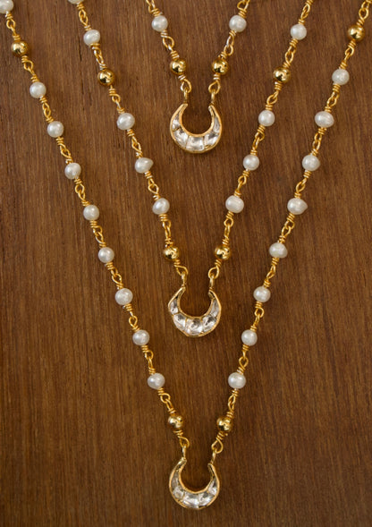 Chaand 3 Line Silver Necklace