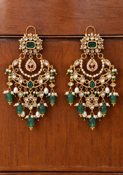 Zeenat Silver Chandbali Earrings