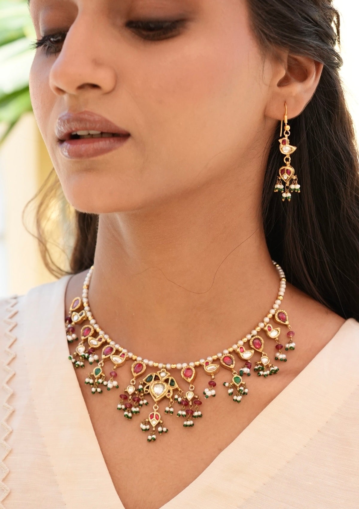 Mayuri Myna Silver Necklace