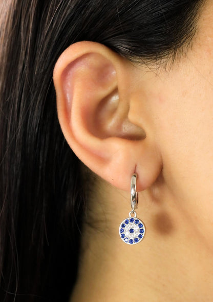 Round Evil Eye Huggies Earrings