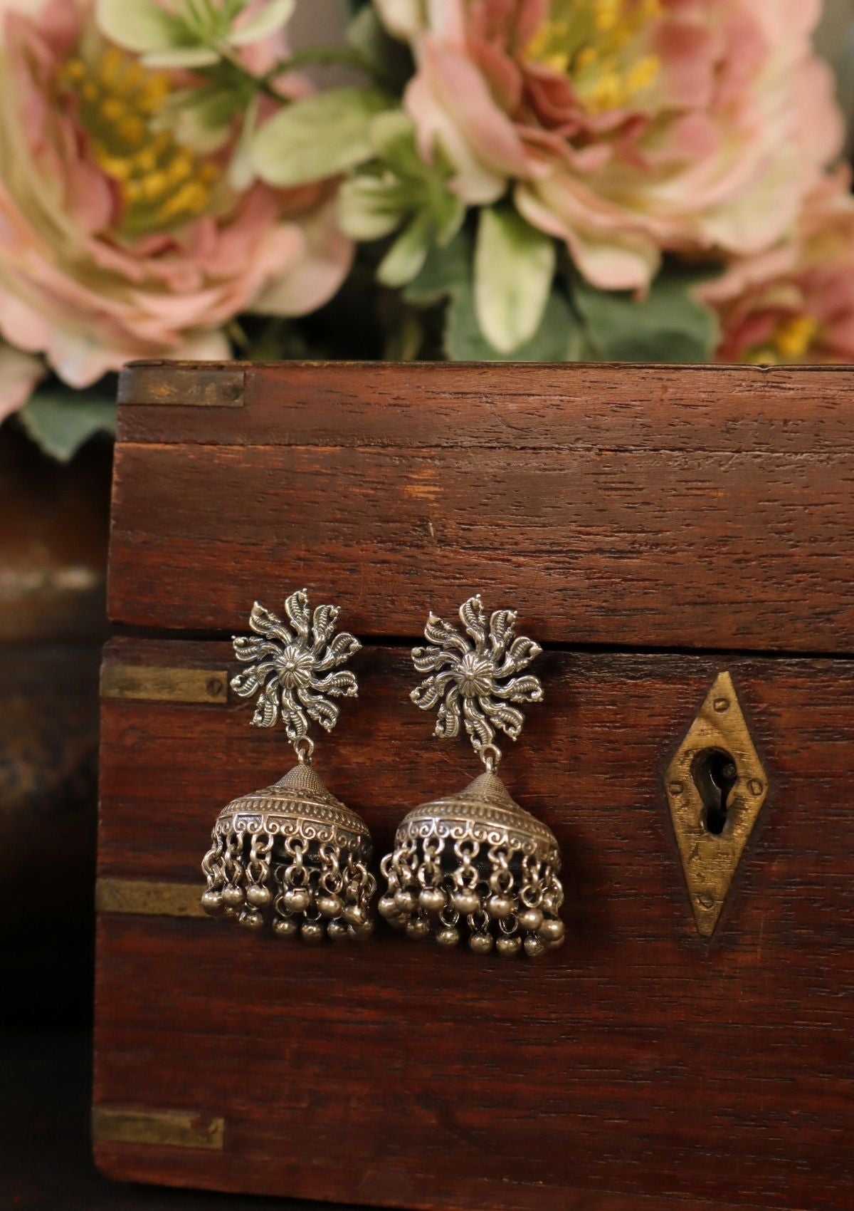 Gulrukh Silver Jhumki Earrings