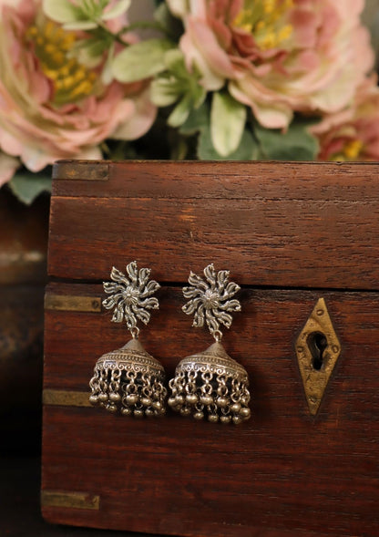 Gulrukh Silver Jhumki Earrings
