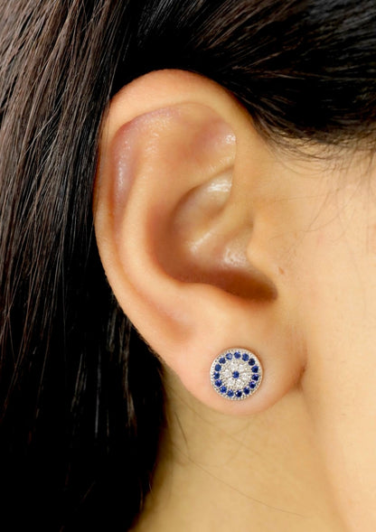 Round Evil Eye Stud Earrings