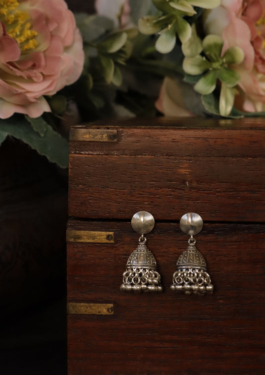 Saarika Silver Jhumki Earrings