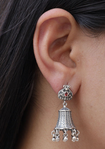 Saarika Silver Jhumki Earrings