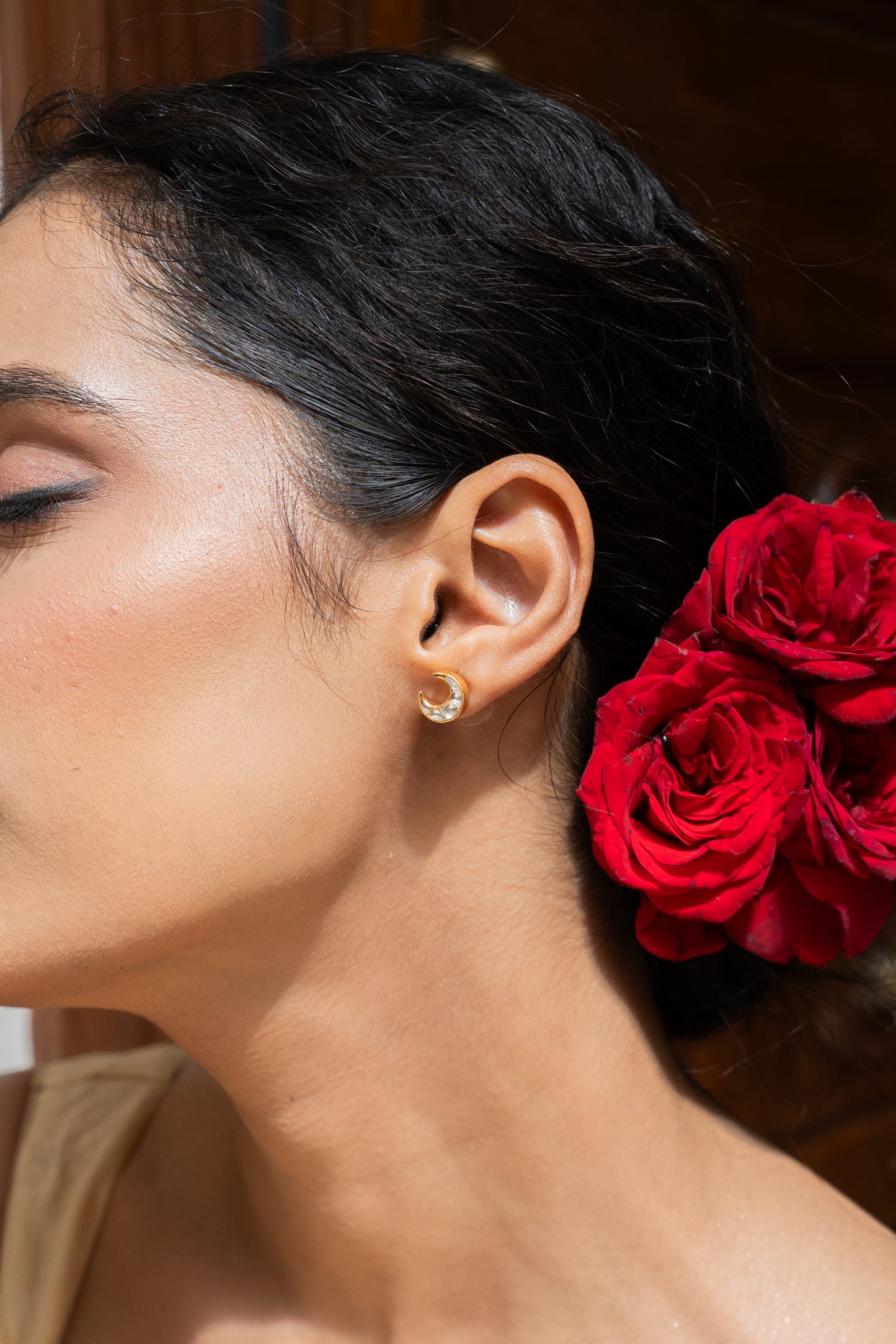 Crescent Moon Silver Earrings