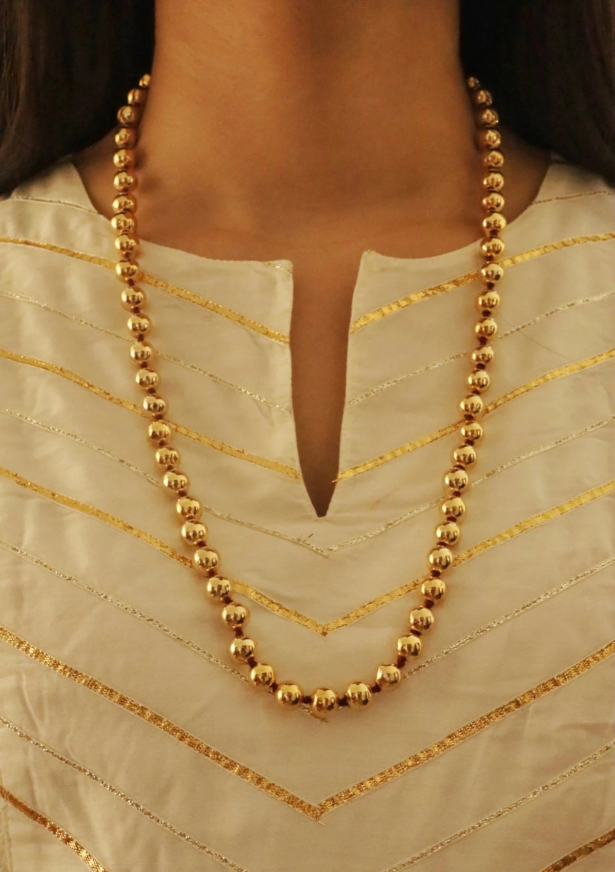 Round Gold Plated Silver Necklace