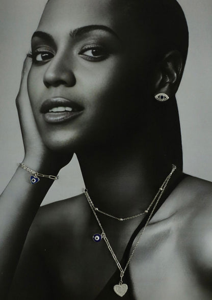 Heart Double Layered Evil Eye Necklace