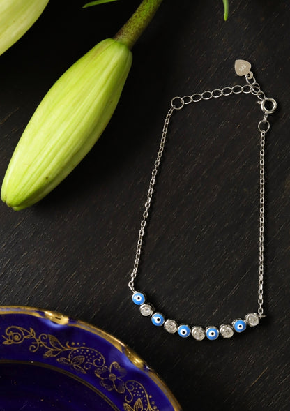 Sparkle & Shield Silver Bracelet